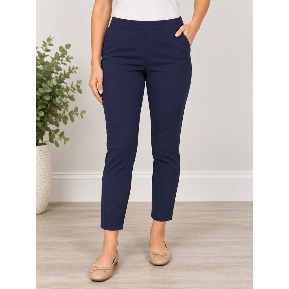 A New Day Womens Skinny High Rise Stretch Trousers Navy Blue Size 10R New